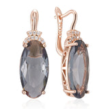 14 Karat Gold Filled Grey Oval Drop Dangle AAA+ Lab Created Diamonds Earrings