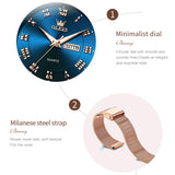 Top Brand Elegant Rose Gold Mesh Strap Classic Dual Calendar Quartz Watches for Women, Watches to suit every occasion