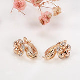 Cute Crystal Flower 14K Filled Rose Gold AAA Zircon Diamonds Dangle Earrings - Creative Daily Fine Jewellery