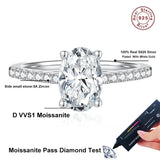 1ct, 2ct Oval Cut VVS1 D Colour Moissanite Diamond 18KGP 925 Sterling Silver Ring
