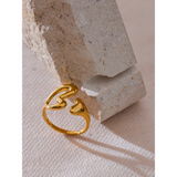 18K Gold Plated Stainless Steel Heart Love Hollow Minimalist Ring