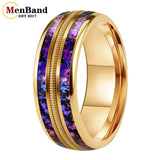 Orion Nebula and Rose Gold Guitar String Inlay Men Women Tungsten Carbide Rings