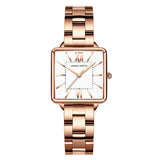 Elegant Green Dial Roman Square Ladies Rose Gold Plated Case Watches Quartz Stainless Steel Fashion Wristwatches