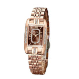 Elegant Luxury Brand Female Wristwatches - Rectangular Zircon Diamonds Steel Waterproof Original Womens Watch
