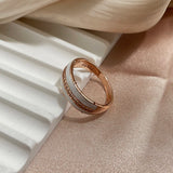 14K Rolled Gold White Enamel AAA Zircon Diamonds Full Paved Glossy Stylish Womens Rings