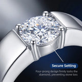 2 Carat D Colour VVS1 Moissanite Diamond Sterling Silver Engagement Unisex Ring