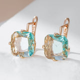 Gorgeous Big Square 14K Rolled Rose Gold Multicolour AAA Zircon Crystals Drop Earrings - Fashion Zircon Jewellery