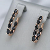 Hot Style Black or White 14K Rolled Rose Gold AAA Zircon Crystals Long Drop Earrings - Luxury Fashion Jewellery