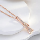 14K Gold Filled Geometric Full Paved AAA Zircon Diamonds Curve Triangle Pendant Necklace