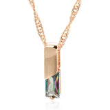 14K Gold Filled Square Multicolour AAA Zircon Crystal Pendant Necklace for Women