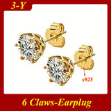 Fabulous 0.5ct-3ct Classic Moissanite Diamonds Silver Unisex Stud Earrings