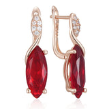 14 Karat Gold Filled Rhombus Red Crystal AAA Zircon Diamonds Long Drop Vintage Earrings
