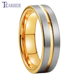 Brushed And Center Groove Finish 6MM Men Women Tungsten Wedding Rings