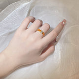 High-quality Handmade Enamel 18KGP AAA Zircon Diamonds Orange Ring