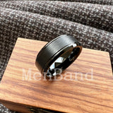 Bevel Edges Satin Finish 8mm Black Tungsten Wedding Rings For Men Women