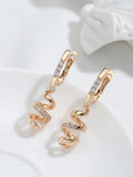 14 Karat Gold Filled Simple Geometric AAA Zircon Diamonds Long Drop Earrings For Women