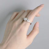 Stunning 18KWGP 3 Stone 4ct/2ct VVS1 D Colour Moissanite Diamonds Silver Ring