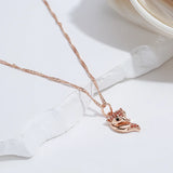 Marvelous Red Filled 14K Rose Gold AAA Zircon Crystal Fox Pendant Necklace - Animal-shaped Fine Jewellery