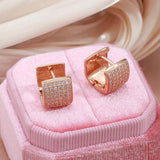 Excellent Square Rolled 14K Rose Gold Fashion AAA Zircon Diamonds Earrings -  Luxury Trendy Fine Jewellery