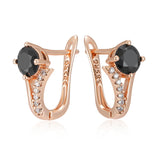 14 Karat Gold Filled Shiny Black White AAA Zircon Crystals Luxury English Earrings