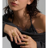 18K Gold Plated High Quality Smooth Stainless Steel Geometric Casting Distinctive