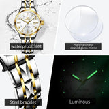 New Elegant Original Stainless Steel Waterproof Luminous Date Fashion Quartz Watches for Ladies