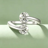 Two-stone Sweet Intertwined 925 Silver 6.5mm Moissanite Open Engagement Ring