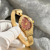 Waterdrop Case Single-Coil Snake Bangle Luxury Art Deco Inspired Ladies Watch