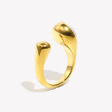 18K Gold Plated Vintage Style Geometric Asymmetric Snake Pearl Ring