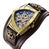 New Personalized Fashion Triangle Hollow Men's Mechanical Watch - Leisure Retro Fully Automatic Mechanical Watch
