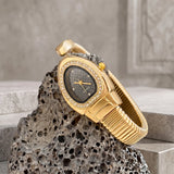 Honeycomb Bullet Texture Dial Single-Coil Snake Bangle Futuristic Statement Watch
