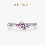 Romantic Dazzling Pink Heart AAAA Lab Created Diamond 925 Sterling Silver Ring