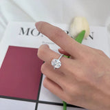 Terrific 3 Carat Oval Cut VVS1 D Colour Moissanite Diamond Silver Engagement Ring