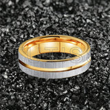 Center Groove Brushed Finish Shiny 6mm Gold Colour Tungsten Wedding Rings for Men Women