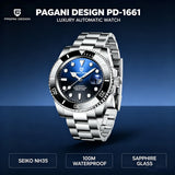 Luxury Brand NH35 100M Waterproof Sapphire Glass Blue Green Black Dial Diver Watch