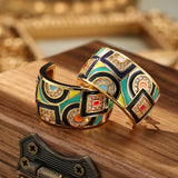 C Shaped Colourful Handmade Enamel Geometric Design Bohemia Stud Earrings