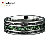 New Style 8mm Moss Agate & Meteorite Silver Tungsten Wedding Men Women Rings