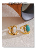 18K Gold Plated Exquisite Natural Stone Open Adjustable Glossy Popular Ring
