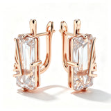 14 Karat Gold Filled Shiny White AAA Zircon Crystals Women's Long Drop Unique Earrings