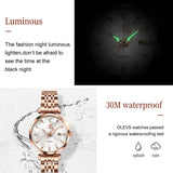 Elegant Luxury Zircon Diamond Rose Gold Colour Stainless Steel Waterproof Date Ladies Dress Wristwatches, Ideal Gift