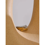 18K Gold Plated Fashion Stainless Steel Rose Flower Ring Charm Jewellery