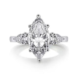 3 Stone 3 Carat D Colour Marquise Cut Moissanite Diamond Ring S925 Silver Wedding Engagement Certified Jewellery