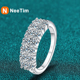 Sparkling 1.4CT All Moissanite Diamonds Rings for Women  White Gold Plated S925 Sterling Silver Wedding Jewellery