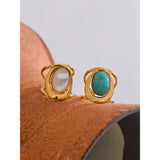 18K Gold Plated Exquisite Natural Stone Open Adjustable Glossy Popular Ring