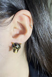 Exquisite Handmade Enamel Black Leopard Green Spinel White AAA Zircon Earrings