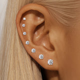 Sterling Silver Moissanite Diamonds Multi-Size Round Cartilage Tragus Stud Earrings