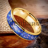 True Blue Galaxy Opal Inlaid Dome Polished 4MM 6MM 8MM Tungsten Men Women Rings
