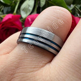 New Arrival Flat Band Grooved Classic 8MM Multicolor Tungsten Carbide Comfort Fit Engagement Wedding Rings For Men Women