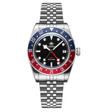Super Luminous Bubble Mirror Glass GMT Watch 20Bar Diver Stainless Steel Quartz Watch