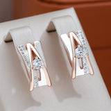 14K Gold Filled AAA Zircon Diamonds Rose White Gold Colour Design A&W Letter Earrings